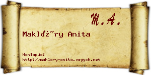 Makláry Anita névjegykártya