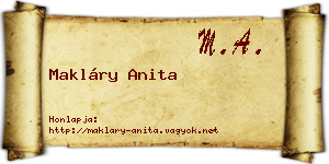 Makláry Anita névjegykártya