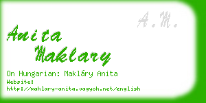 anita maklary business card
